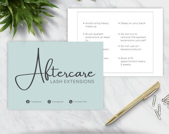 Cartes d'entretien pour extensions de cils | de Carte de soins de santé | Téléchargement instantané | Carte technique pour les cils | Modèle de toile | Carte de soin des cils | Entreprise