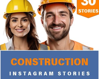 Construction Company Instagram Story Templates, Editable Social Media Content