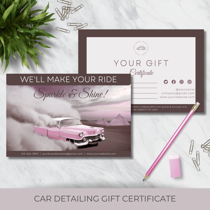 Car Detailing Gift Card Car Detail Gift Certificate Template Car Gift