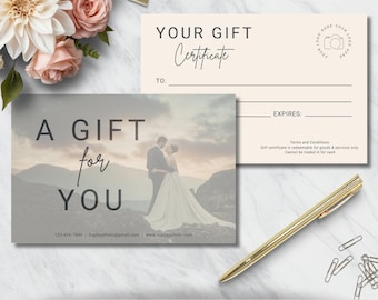 Photography Gift Certificate Template | Wedding Photography Gift Card | Photographer Gift | Canva Template | Instant Download | Editable