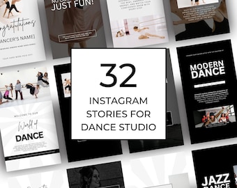 Plantillas de historias de Instagram para estudios de danza: contenido editable y listo para usar para redes sociales para profesores, instructores y propietarios de estudios