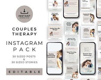 Couples Therapy Social Media Bundle | Editable Instagram Posts & Stories