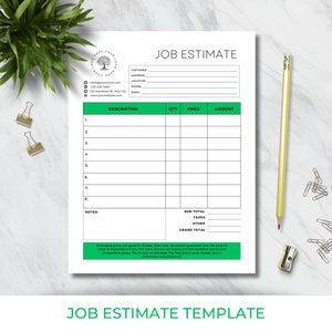 Printable Landscape Estimate Template | Quote Template | Job Estimate Form | Digital Download | Cost Estimation | Invoice Template | Canva