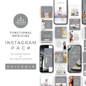 Publicaciones en redes sociales y plantillas de historias para profesionales de la medicina funcional, naturópatas y entrenadores de bienestar / Contenido hecho para usted