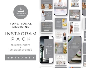 Social Media Posts and Story Templates for Functional Medicine Professionals, Naturopaths and Wellness Coaches | Done For You Content