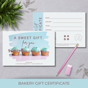 Gift Certificate Template Bakery | Editable Gift Card | DIY Gift Certificate | Instant Download | Printable Gift Card | Canva Template