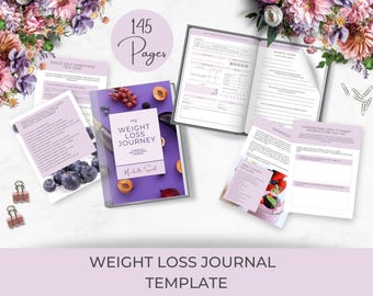 Weight Loss Journal Printable And Editable | Weight Loss Tracker | Habit Tracker | Instant Download | Fitness Journal | Meal Planner | Canva