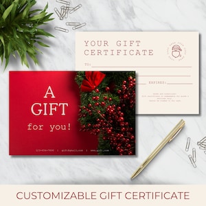 Customizable Gift Certificate, Editable And Printable Template, Two Sided Gift Card, Instant Download, A Modern Gift For You For Christmas,