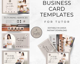 Tutoring Business Cards | Elementary Teacher | Teacher Stationary | Instant Download | Reading Tutor | Custom Business Card | Summer Tutor