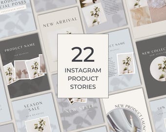 Neutral Pale Blue Product Posts | Small Business Instagram Story Templates | MM002