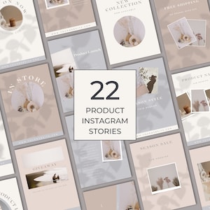 Pretty Beige Instagram Story Template, Small Business Social Media Posts, Instant Download, Editable Canva Template, Engagement Boost, MM001