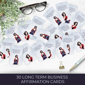 Cartões de Afirmação Editáveis para Metas de Negócios de Longo Prazo de Mulheres | Ferramenta de Motivação Diária para Estabelecedoras de Metas, Boss Babes e Empreendedoras Femininas