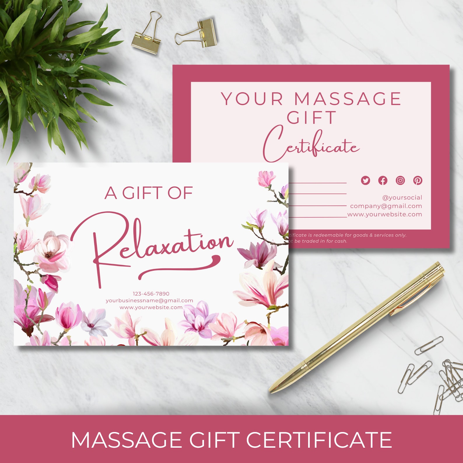 Massage Gift Certificate Printable | Day at the Spa Gift | Editable ...