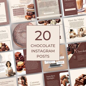 Chocolate Instagram Posts for Chocolate Business or Bakery Selling Sweet Treats | Editable Done For You Content Creation for Instagram Feed