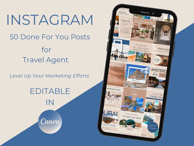 Travel Agent Instagram Template Travel Agency Canva Etsy