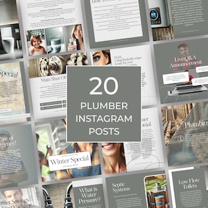 Plumber Social Media Posts for Instagram Feed | Editable Done For You Content for Plumbing Business | Small Business Digital Marketing