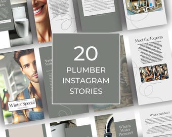 Plumber Social Media Instagram Story Templates | Editable Done For You Content for Plumbing Businesses | Digital Marketing and Promotion