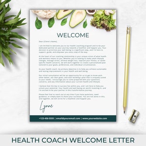 Carta de bienvenida para entrenadores de salud, formulario de incorporación de clientes editable e imprimible, descarga instantánea, recurso de salud y bienestar listo para usar
