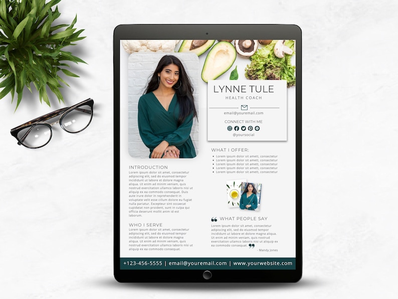 Health Coach Flyer | Wellness And Health | Instant Download | Nutrition Template | Business Template For Coach | Healthy Lifestyle Template image 2