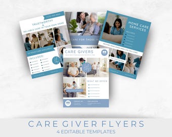 Caregiver Flyer Templates | Elderly Care | Home Health Care | Caregiving Business | Editable Templates | Canva Templates | Flyer Template