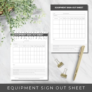 Equipment Sign Out Sheet: Editable, Printable Inventory Tracker Template