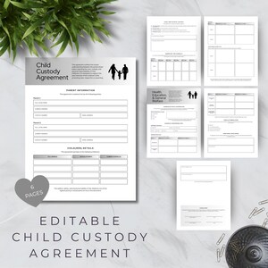 Child Custody Agreement | Editable, Printable Template for Co-Parenting Arrangements | Legal Family Court Paperwork