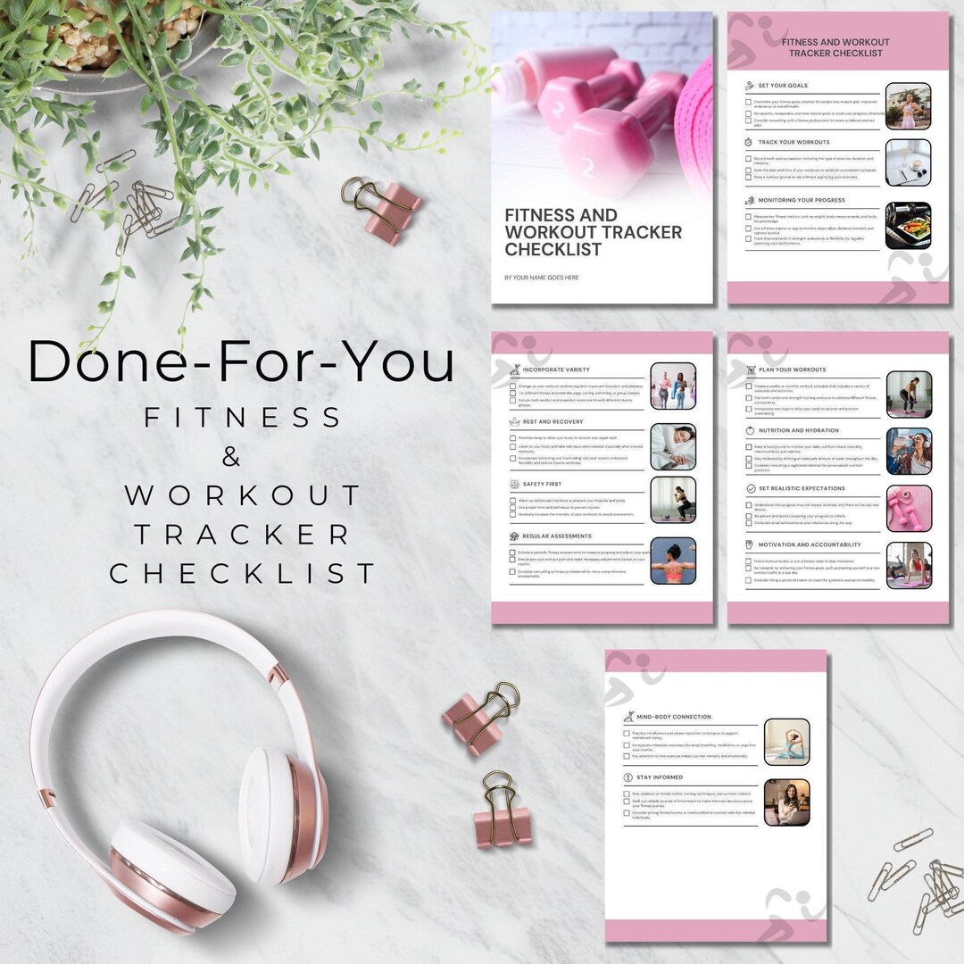 Editable Fitness and Workout Tracker Checklist Template | Done for You ...