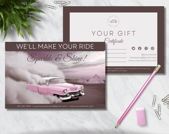 Cadeaubon autodetails | Sjabloon autodetail cadeaubon | Autocadeau voor haar | Direct downloaden | Afdrukbare verrassing | Bewerkbare kaart