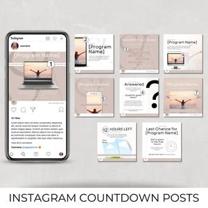 クリエイター、コーチ、中小企業起業家向けの Instagram コース カウントダウン投稿 | 製品プロモーション用の編集可能なコンテンツ