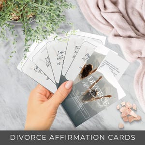 Cartes d'affirmation de divorce | Modèles modifiables et imprimables pour recommencer à zéro | Soutien quotidien et guérison