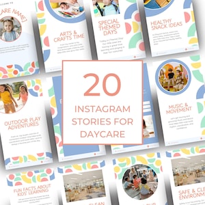 保育施設向けInstagramストーリーテンプレート｜編集可能ですぐに使える、保育センター、モンテッソーリ、幼稚園向けのソーシャルメディアコンテンツ
