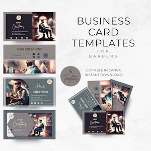 Custom Barber Business Cards, Editable And Printable Template, Instant Download, Barbershop Marketing Material, Hairstylist Contact Info