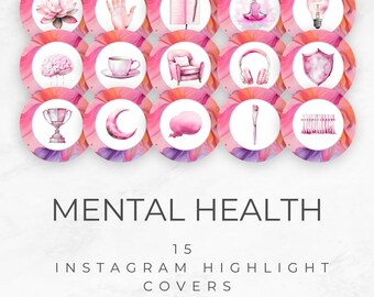 Instagram hoogtepunt covers geestelijke gezondheid | Verhaalpictogrammen voor therapeuten, coaches en counselors | Bewerkbare sjablonen voor professioneel merk