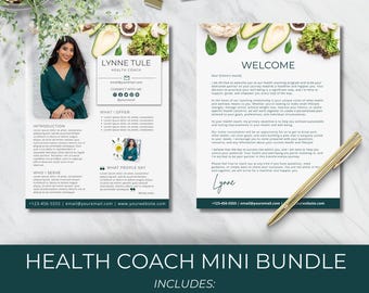 Welcome Packet Health Coaching, Editable And Printable Templates, Instant Download, Nutritionist Business Flyer, Healthy Lifestyle Marketing
