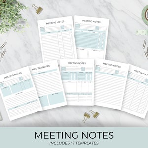 Template For Notes From A Meeting | Meetings Planner | Minutes Template | Instant Download | Project Meeting | Business Panner | Canva