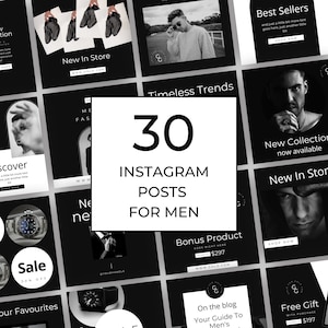 Instagram Template Canva Men | Masculine Posts | Male Instagram | Digital Download | Black IG Template | Business Instagram | Social Media