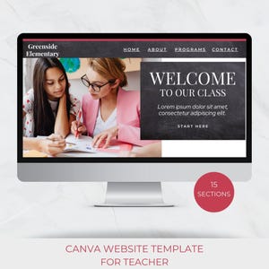 Canva Website Template Teacher | Done For You Website | One Page Website | Instant Download | Teacher Template | Editable Website Design
