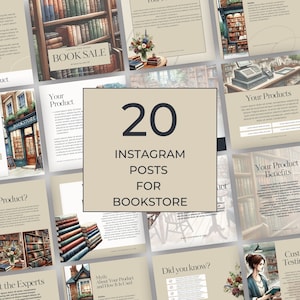 Modelli di social media per librerie per il coinvolgimento nel feed di Instagram/contenuti di marketing digitale modificabili per librerie e appassionati di lettura