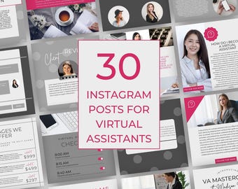 Ready To Use Instagram Posts For Virtual Assistant, Done For You Content Creation, Instant Download, Editable Marketing Templates For Insta