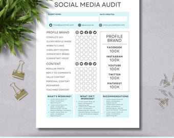 Social-Media-Manager-Audit | Business Vorlage | Digitales Marketing | Sofortdownload | Soziale Medien | Rapport Vorlage | Canva Vorlage