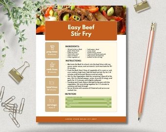Printable Recipe Binder Template | Create Your Own Personalized Cookbook with all of your Favourite Family Dishes | Perfect for Meal Planner