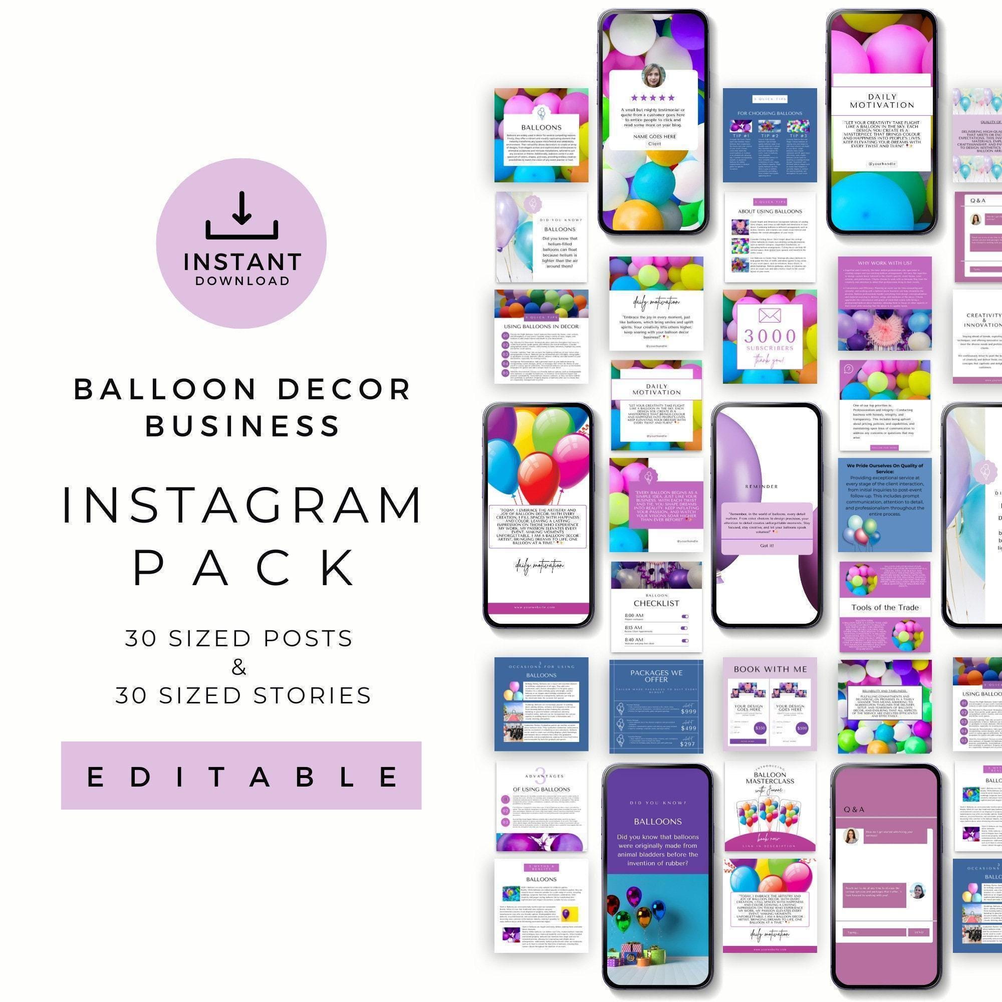Balloon Decor Social Media Posts and Story Templates for Instagram ...