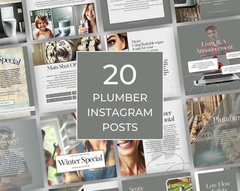 Plumber Social Media Posts for Instagram Feed | Editable Done For You Content for Plumbing Business | Small Business Digital Marketing