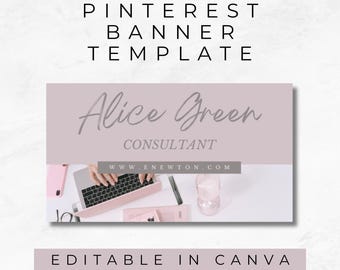 Pinterest Banner Template | Customizable Layout | Digital Download | MM004