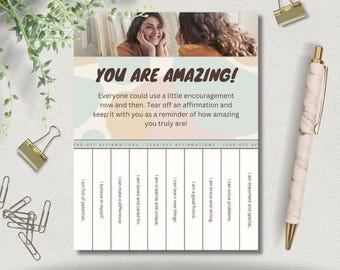 Affirmations Tear Off Flyer Template | Editable, Positive Words of Affirmation for School Psychologists and  Mental Health Professionals