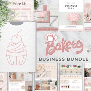 Bakery Business Bundle, Editable And Printable Marketing Material For Bakery, Canva Branding Kit Design Templates, Instant Download