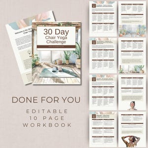 30 Day Chair Yoga Challenge Workbook, Editable Template for Seniors and Women At Home Workouts, Desk Fitness Plan for Busy Professionals