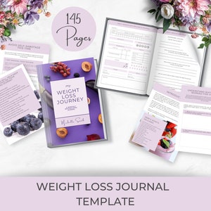 Afdrukbaar en bewerkbaar dagboek over gewichtsverlies | Gewichtsverliestracker | Gewoontetracker | Direct downloaden | Fitnessdagboek | Maaltijdplanner | Canvas