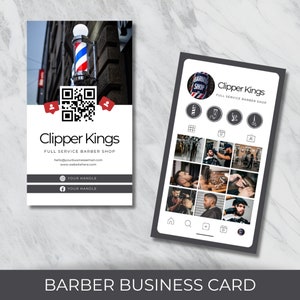 IG Business Card for Barber | Modern Vertical Instagram Style Card with Qr Code for Hair Stylist Marketing and Promotion | Editable Template