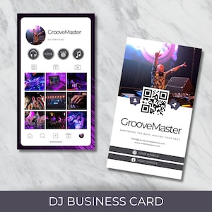 Plantilla de tarjeta de visita de DJ / Tarjeta vertical estilo Instagram editable para comercializar y promocionar sus servicios de Disk Jockey / Descarga instantánea